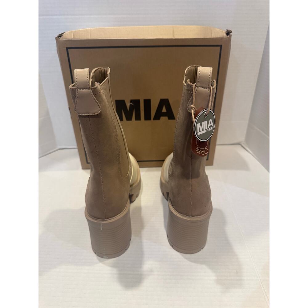 Mia Womens Remi Faux Leather Block Heel Mid-Calf Boots size 11M, beige&vory nib - Picture 7 of 10